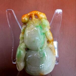 Estate Fine Chinese Jadeite Jade Carved Gourd Shaped Pendant